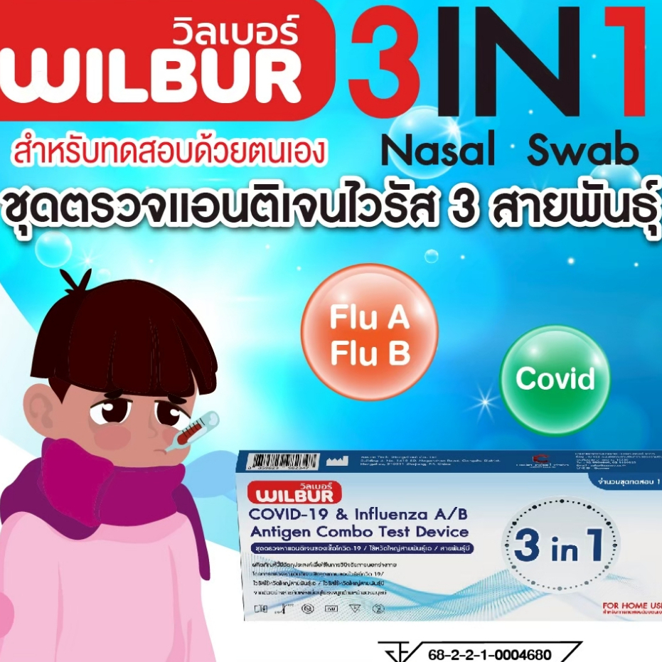 ชุดตรวจไข้หวัดใหญ่ เลือก3in1 ขึ้นไป Covid-19 ไข้หวัดใหญ่ รูปที่ 3