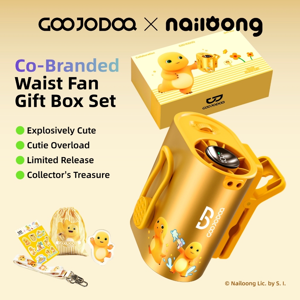 GOOJODOQ Gfs011 พัดลมพกพา Nailoong พัดลมคาดเอวแบบหนีบ ลมแรง 11 ระยะเวลาทำงาน 9 ชม