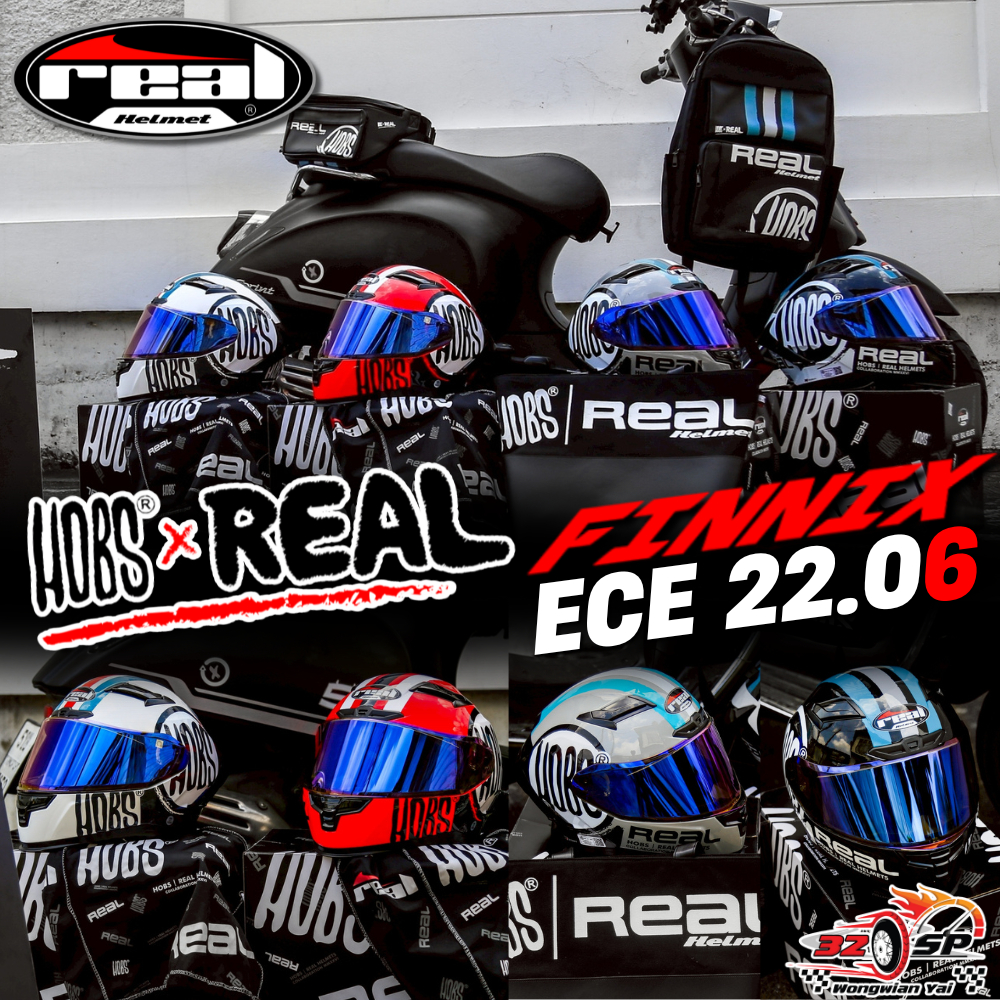 ใหม่ล่าสุด!! 2025 หมวกกันน็อค REAL FINNIX x HOBS มาตรฐาานใหม่!! ECE.22.06 ของแท้!! ส่งไว!!