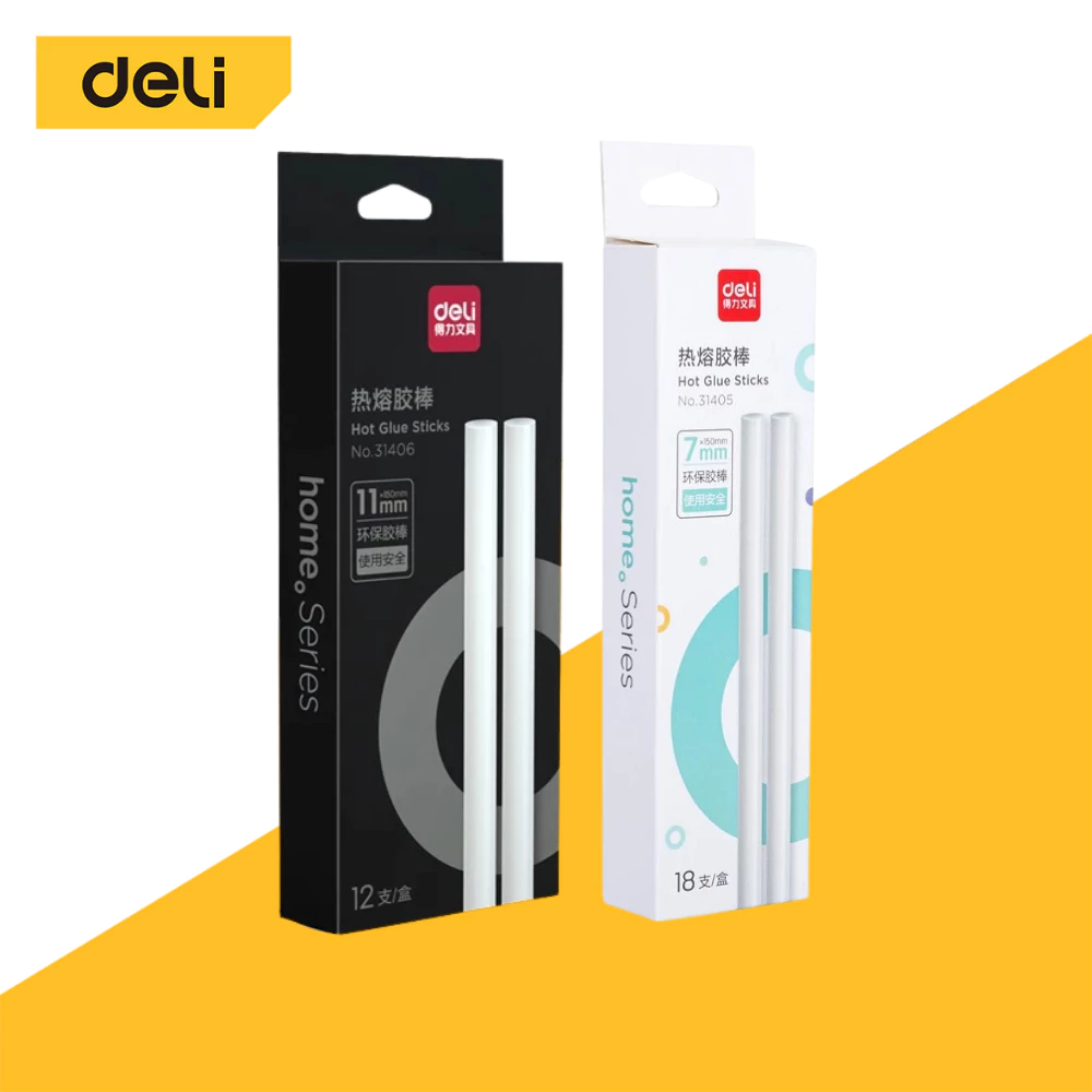 Deli กาวแท่งร้อน กาวแท่งเล็ก แท่งใหญ่ ใช้กับปืนไฟฟ้าอย่างดี 12/18pcs 7mm ปลอดสารพิษ ไม่เป็นอันตราย Glue gun