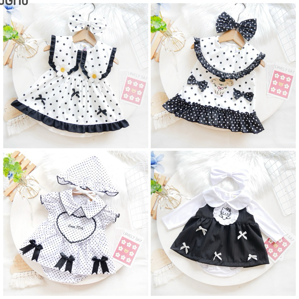 ชุดขาวดำเด็กแรกเกิด-12 เดือน บอดี้เดรส เดรส