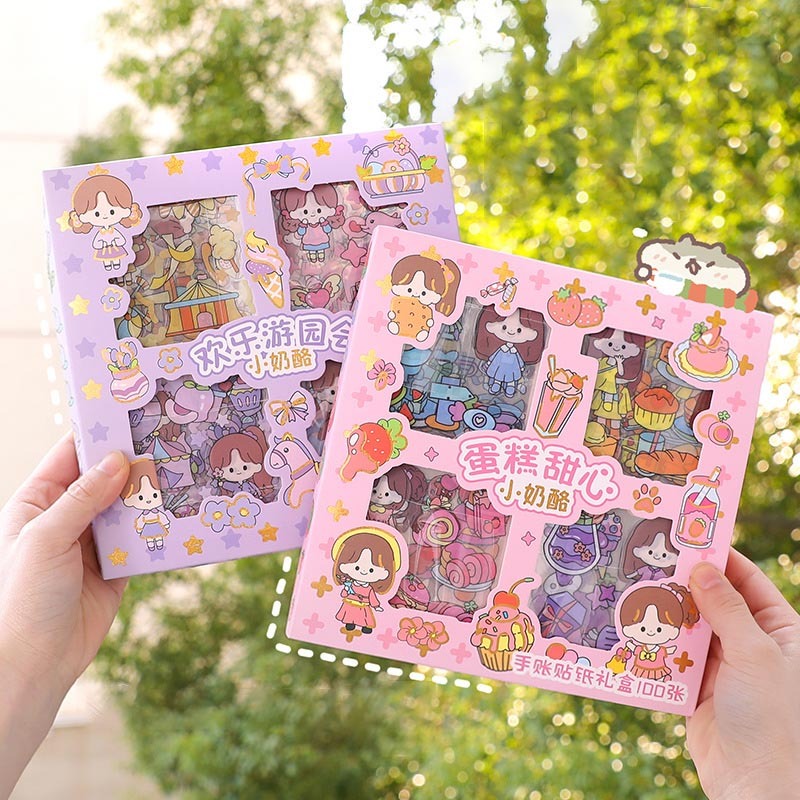 สติ๊กเกอร์ การ์ตูนน่ารัก สติกเกอร์ Sticker PVC สติ๊กเกอร์ไดคัท 100 แผ่น นไม่ซ้ำลาย พร้อมกล่อง - รูปที่ 4