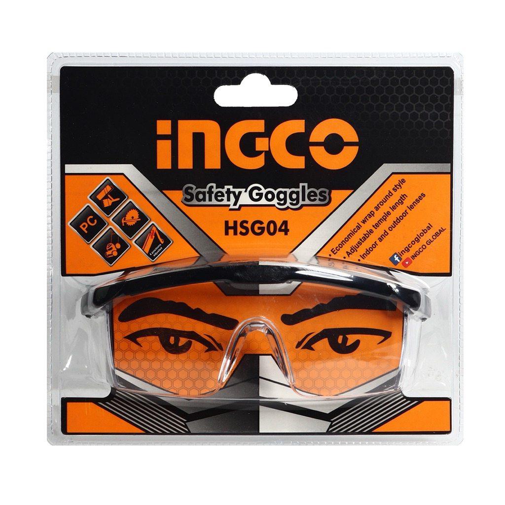 INGCO แว่นตานิรภัย เซฟตี้ ปรับขาได้ รุ่น  HSG04