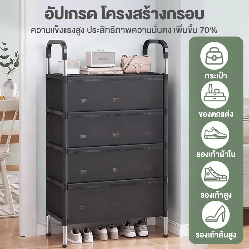 [ช่องระบายอากาศ]ชั้นวางรองเท้า ที่เก็บรองเท้า ชั้นวางรองเท้าเหล็ก ชั้นวางรองเท้ากันฝุ่น แบบ 3/4/5/6/7ชั้น มีชั้นวางของ thumbnail 4