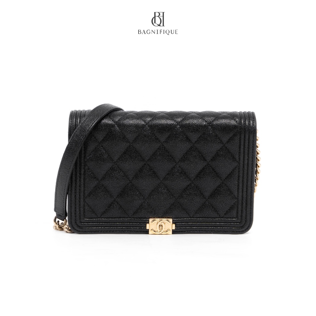 [ของแท้💯] CHANEL BOY WOC BLACK CAVIAR GHWมีใบรับประกัน ตรวจสอบได้ทุกใบ ✅