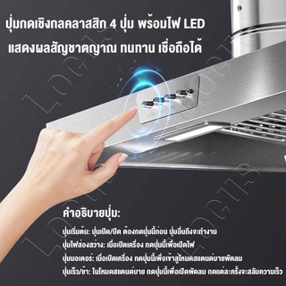 เครื่องดูดควัน 120W 12นิ้ว เวอร์ชันปุ่ม LED พัดลมดูดควันน้ำมัน สแตนเลส พัดลมระบายอากาศครัว ลมแรง Range Hoods