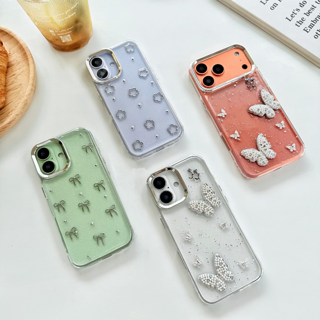 เคสใส สำหรับ เคสนูน งานกล่อง เคสใสกากกริดเตอร์ รุ่น for iphone 17 17air 17pro 17promax i17 pro max 16plus
