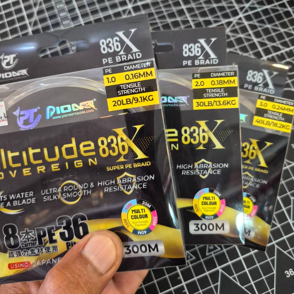 สายพีอี Pioneer Altitude836X ยาวม้วนละ300ม.(ขนาด PE1-2-3) ผลิตจากเส้นใยโพลีเอทิลีนความแข็งแรงสูง IZA