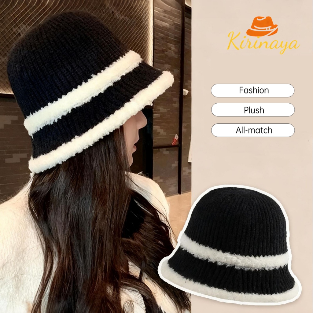 COD🚚หมวกไหมพรม ทรงสวย สไตล์เกาหลี ทรงบัคเก็ตกันหนาว คู่รัก เหมาะสำหรับสายคอนเท้นท์ ถ่ายแบบ-Kirinaya
