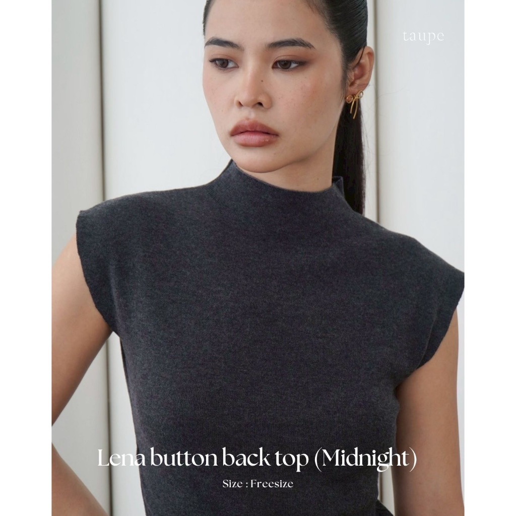 Taupe.brand - Lena button back top เสื้อ Knit ผ้านุ่ม แขนล้ำ ดีไซน์น่ารัก ใส่ได้ 2 ด้าน