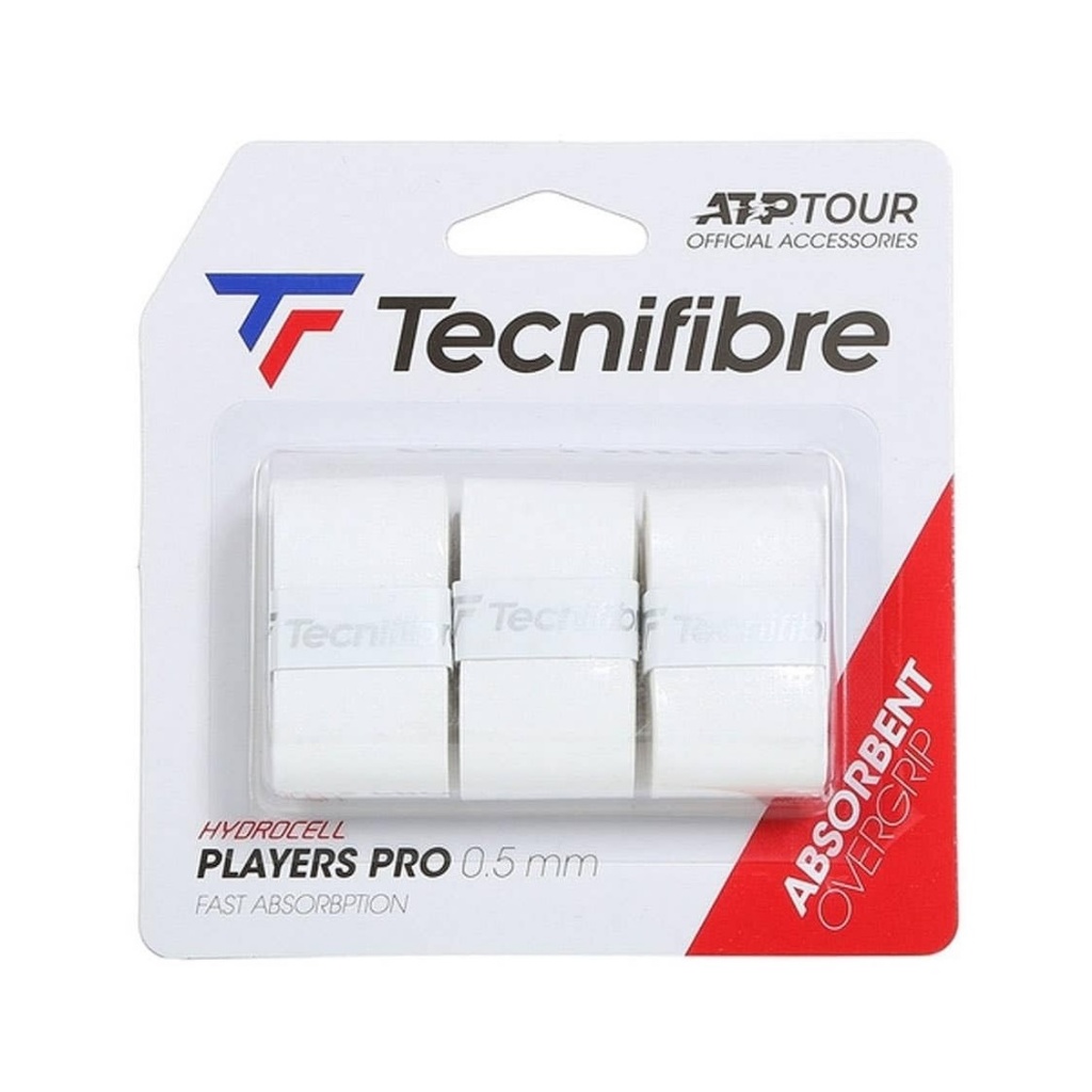 Tecnifibre เทปพันด้าม/กริ๊ปพันด้ามไม้เทนนิส Players Pro x3 Overgrip Tape Racket Tennis | White ( 52ATPPLAWH )