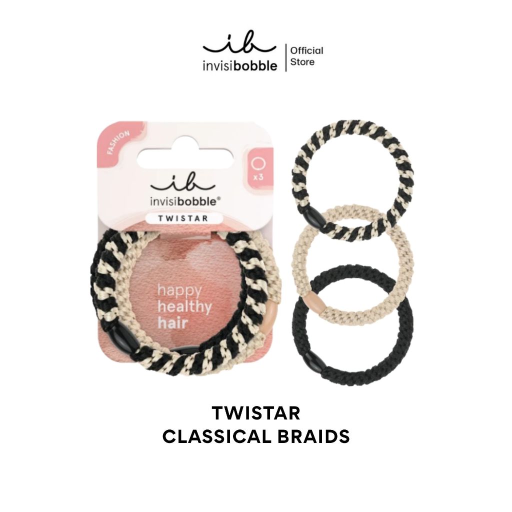 invisibobble ยางรัดผม ถนอมเส้นผม รุ่น TWISTAR สี Classical Braids (1 กล่องบรรจุ 3 ชิ้น)
