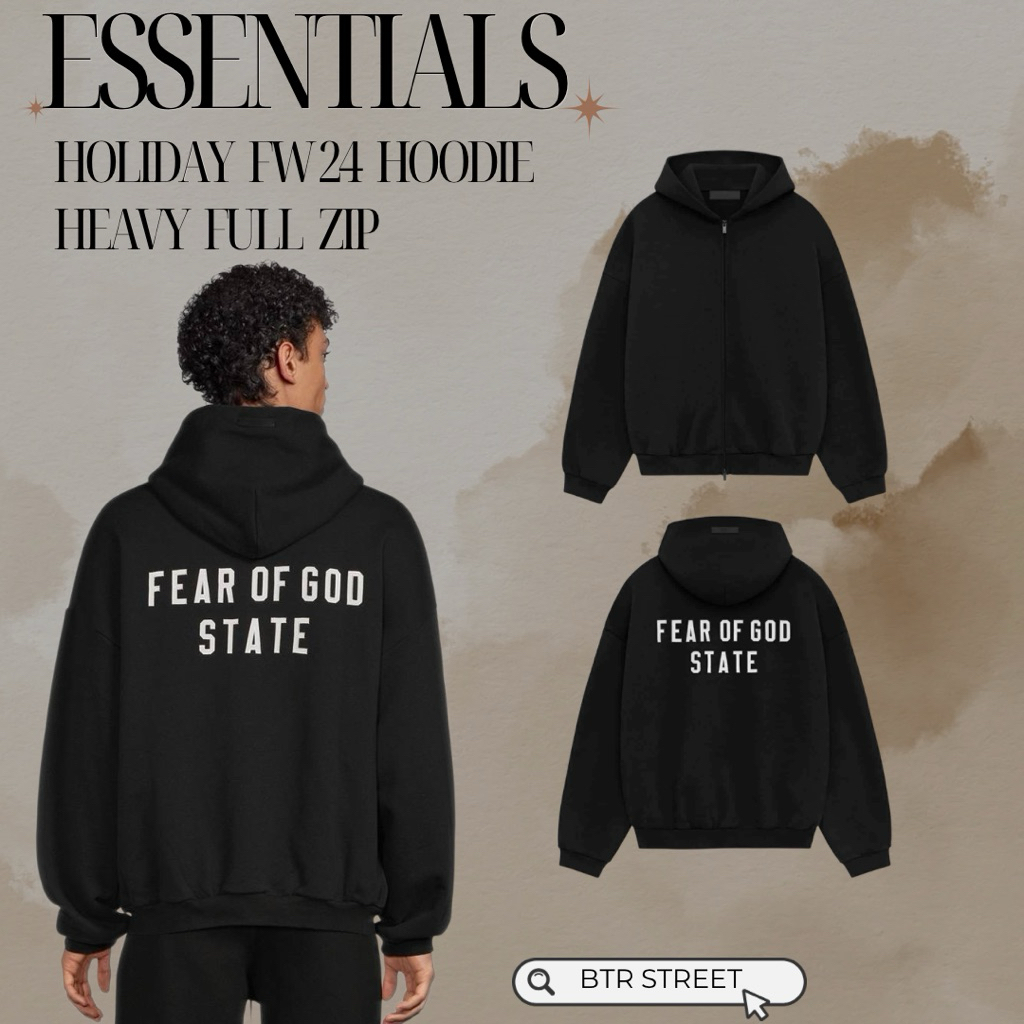 ESSENTIALS FW24 HOODIE HEAVY FULL ZIL 💯 sาคา พิเศษ ทัnLLชท