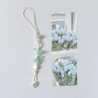 Sebofficial | florals phone charm | สายคล้องโทรศัพท์เชือกเทียนถัก ที่ห้อยมือถือ เชือกถัก ออกแบบตามโทนสีรูปภาพ