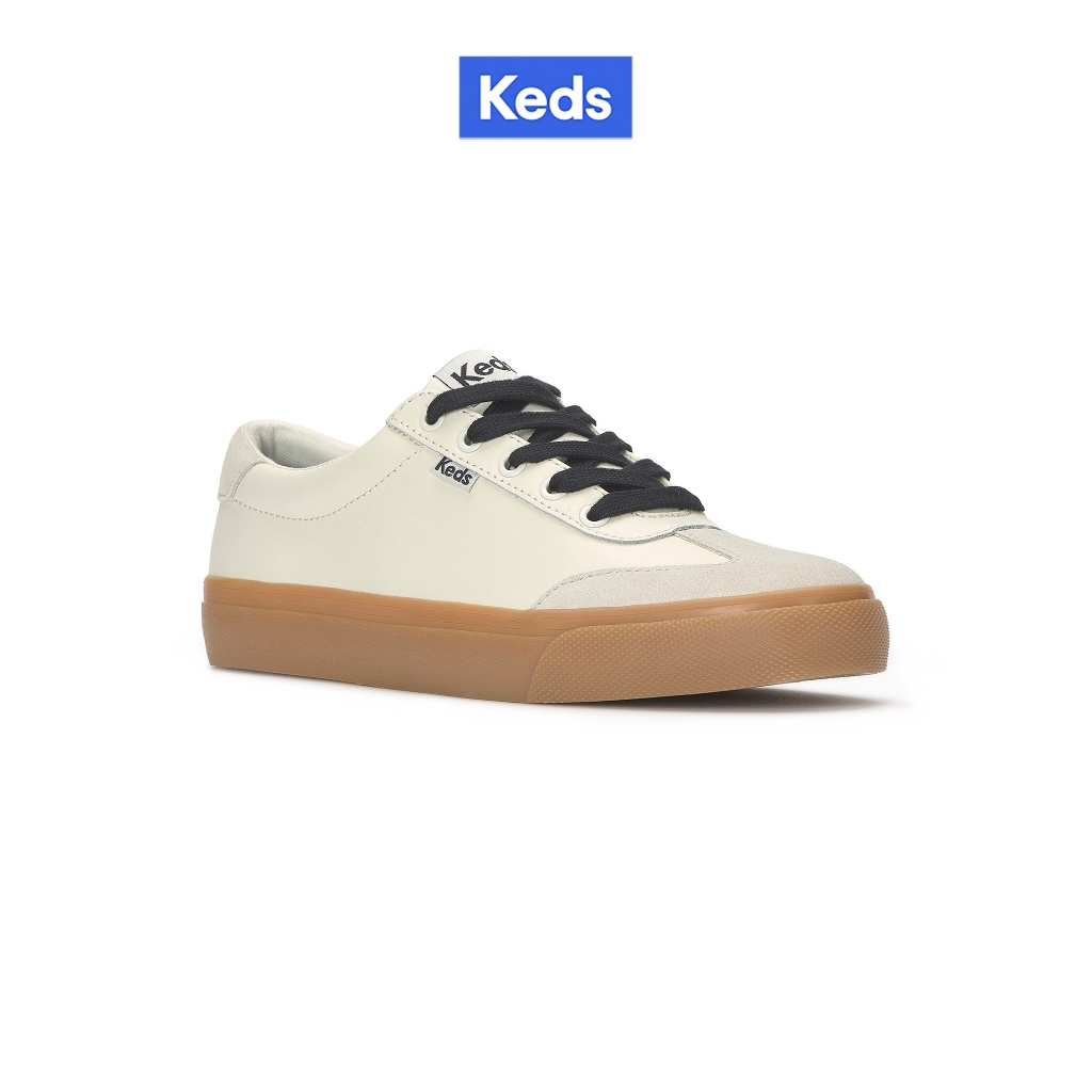 KEDS รองเท้าผ้าใบแบบผูกเชือก รุ่น JUMP KICK T-TOE LEATHER/SUEDE สีขาว ( KW-JKTOE-7C-280 )