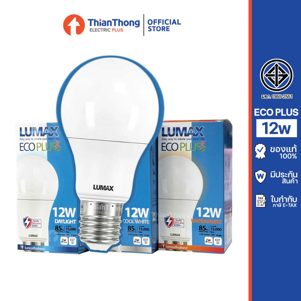 LUMAX หลอดไฟ ลูแมกซ์ LED Bulb รุ่น ECO PLUS 12W E27