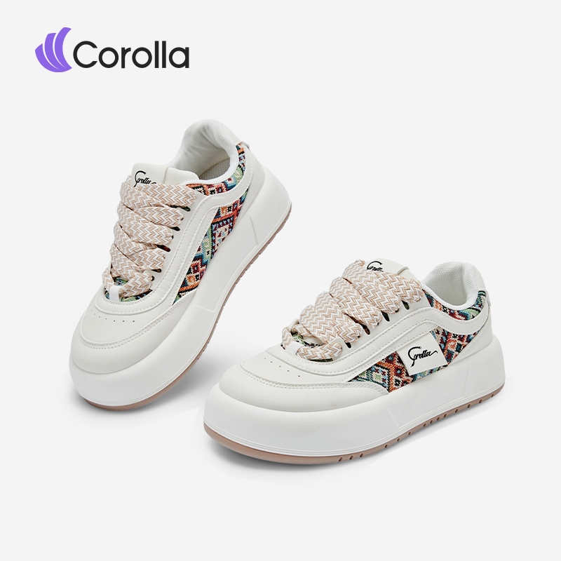 Corolla Bohemian Shoes รองเท้าผ้าใบสไตล์โบฮีเมียน สำหรับผู้หญิง ลายลิมิเตด ต้านเชื้อแบคทีเรีย ระบายอ