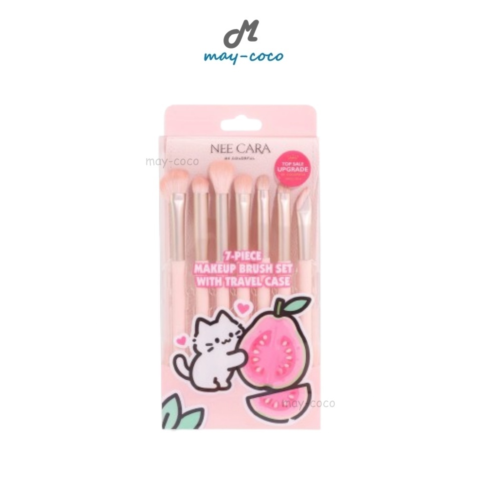 ถูก/แท้/มีไลฟ์ เซตแปรง แต่งหน้า Nee Cara 7-Piece Makeup Brush Set แปรงแต่งหน้า ขนแปรงนุ่ม ไม่บาดผิว สีสดใส น่ารัก