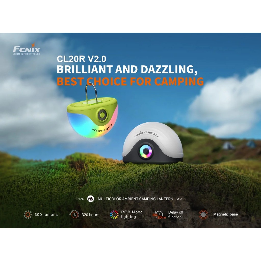 โคมไฟพกพา Fenix CL20R V2.0 MULTICOLOR AMBIENT CAMPING LANTERN สินค้าตัวแทนในไทยประกันสามปี