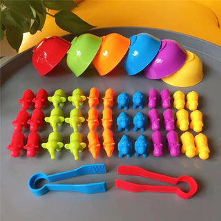 ส่งจากไทย Rainbow Sorting Bear Montessori ฝึกสมอง คีบ แยกสี ของเล่นเสริมพัฒนาการเด็ก