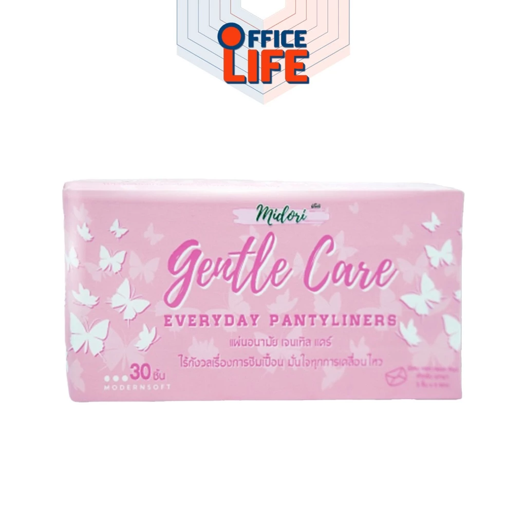 Midori แผ่นอนามัย บรรจุ 30 ชิ้น Gentle Care ความยาว 14 Cm. แบบพกพา 1 ห่อ