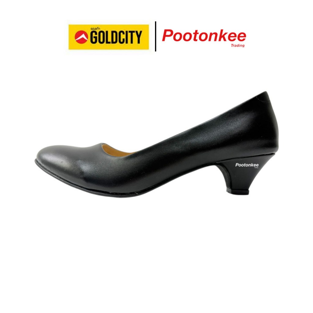 GOLD CITY รุ่น C022 รองเท้าคัชชูผู้หญิง รองเท้านักศึกษา สีดำ ส้นสูง 1.5 นิ้ว ไซส์ 36-44