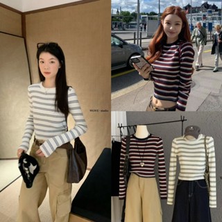 (พร้อมส่ง) เสื้อครอปไหมพรมรุ่น 7797 TAG WG.WE 🇰🇷