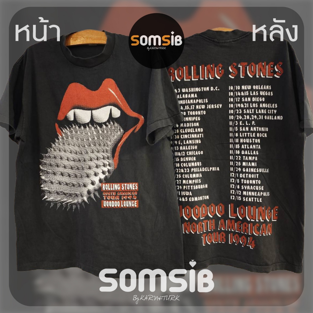 เสื้อ ผ้าเฟด วง Rolling Stones - ลิ้นเหล็กหนาม