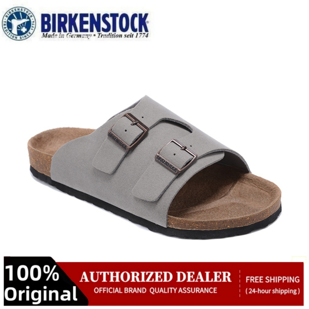 【Original】Birkenstock for women and men grey slippers