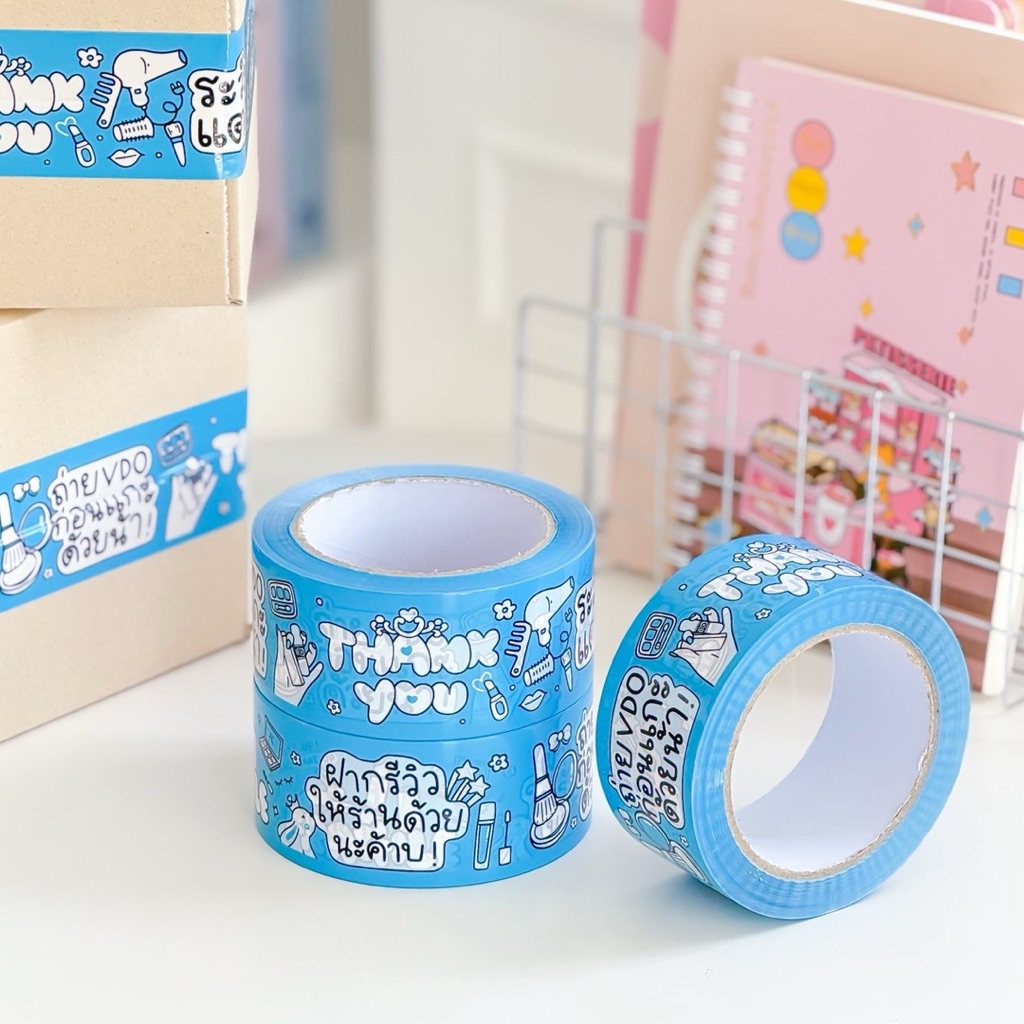 🩵rabbit cosmetics 🩵 [พร้อมส่ง] เทปติดกล่องพัสดุ ลายน่ารัก ความยาว 100 หลา | กาวเหนียว เสียงเบา สำหรับแม่ค้าออนไลน์