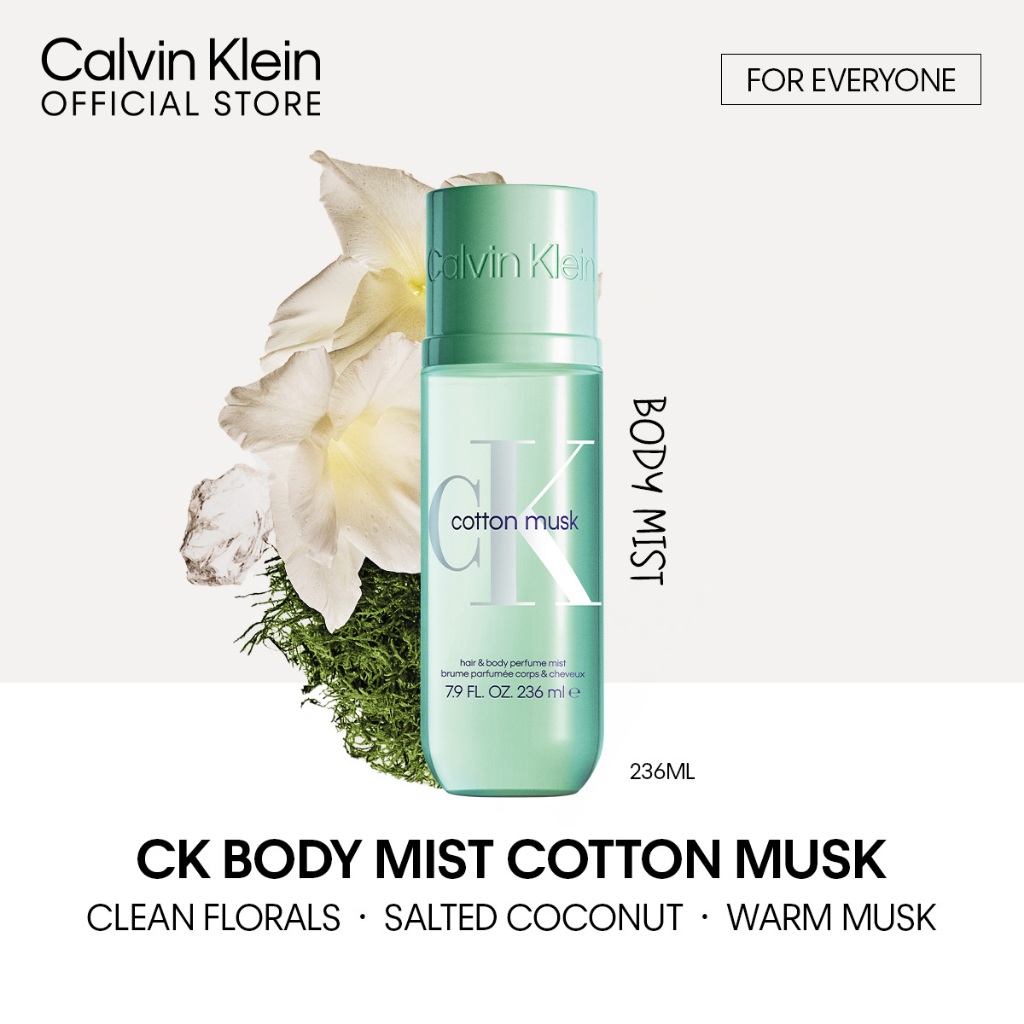Calvin Klein CK Hair & Body Perfume Mist 236ml – Cotton Musk | Modern & Soft (Clean Florals, Salted Coconut, Warm Musk)