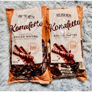 มาใหม่ !! Roshen Konafetto เวเฟอร์ม้วนกรอบเคลือบช็อกโกแลตสอดไส้ครีม นำเข้าจากยูเครน ขนาด1,000 กรัม มี110 ชิ้นคุ้มมากก!!