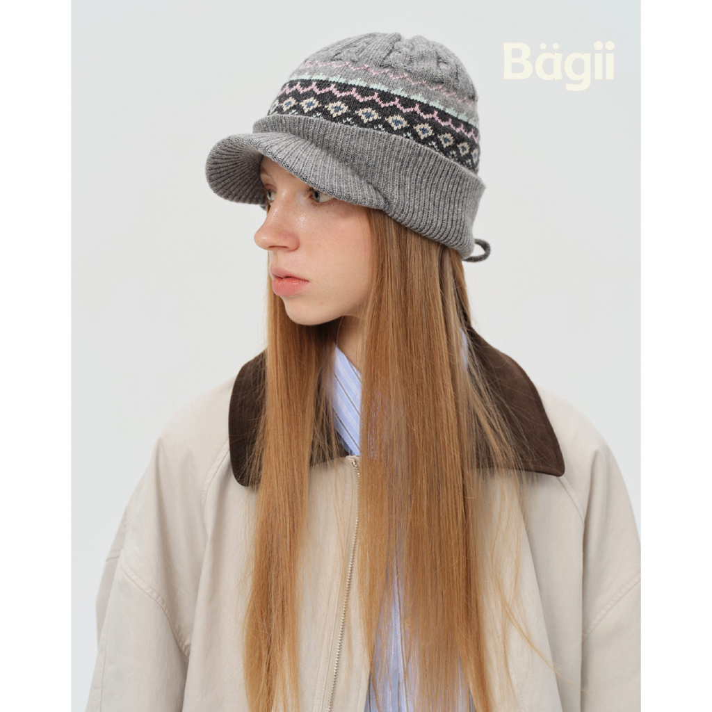 Bagii | Wool｜Brown-Grey hat | 30% Wool | หมวก ขนสัตว์ ผ้านิ่ม กันหนาว แมชง่าย ใส่สบาย BG111806