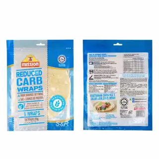 Low Carb Wraps Mission แป้งแรป reduced carb โปรตีนสูง ไฟเบอร์สูง (6 แผ่น / 270g) ฮาลาล