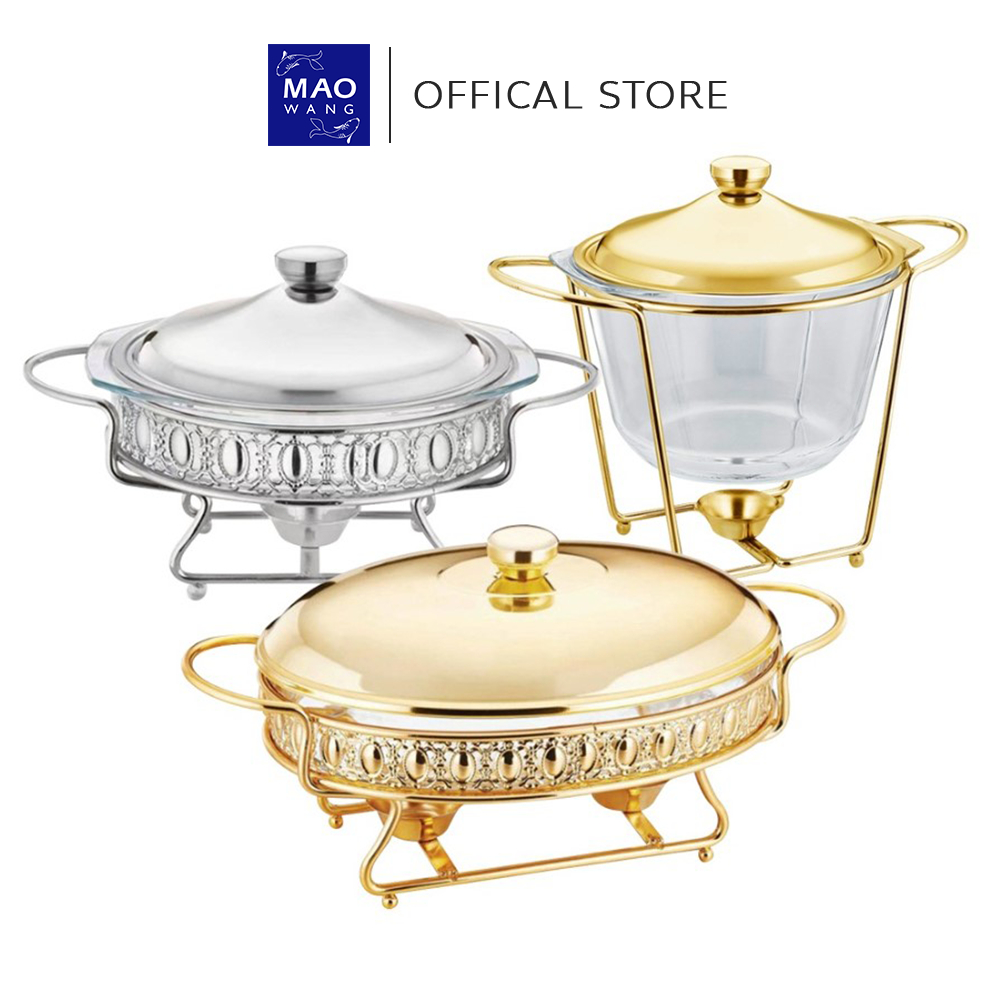 MAO ถาดแก้วอุ่นอาหาร สำหรับบุฟเฟต์ Food warming glass tray