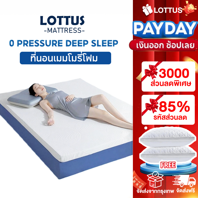 LOTTUS  ที่นอนเมมโมรี่โฟม ท็อปเปอร์ผสมคูลเจล3/3.5/5/6ฟุต ที่นอนหนาพิเศษ ตียงTopper หนา10ซม รองรับสรีรดีลดอาการปวดหลัง