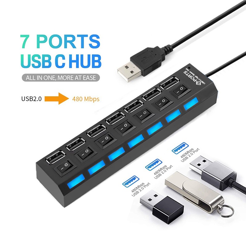 USB HUB 3.0/2.0 Hub 4 Port/7Port ตัวเพิ่มช่อง สายยาว 50cm ต่อเมาส์/คีบอร์ด/card reader