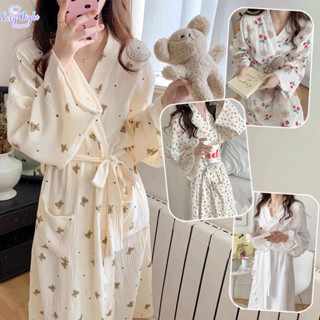 ชุดนอนเซ็กซี่🍒🍒เสื้อคลุมอาบน้ำ แขนยาว ชุดนอนผู้หญิง ลายหมี ส…