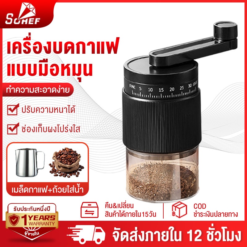 SOHEF เครื่องบดกาแฟ ปรับได้ 35 ระดับ Coffee Grinder เครื่องบดกาแฟ ใช้ในครัวเรือน เครื่องบดเมล็ดกาแฟแบบมือโยก
