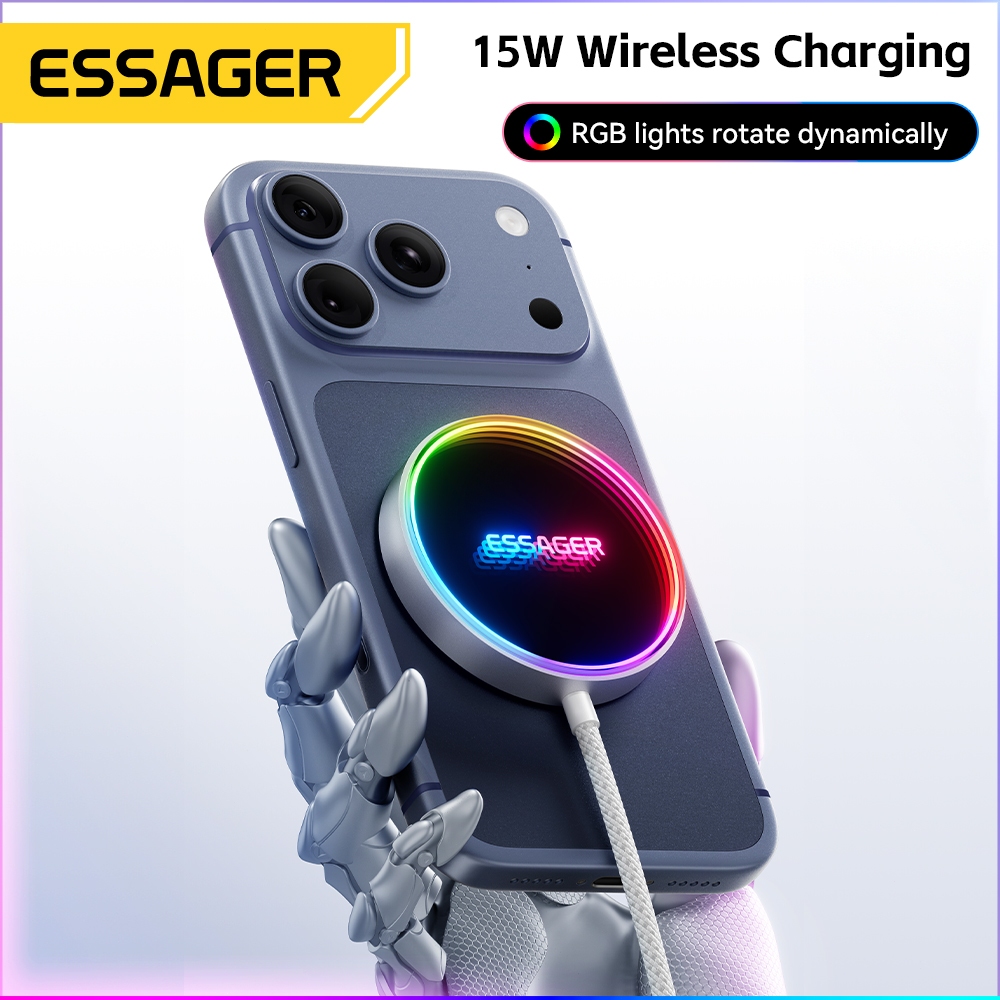 Essager 15W Magnetic Wireless Charger (พร้อมแผ่นแม่เหล็ก)