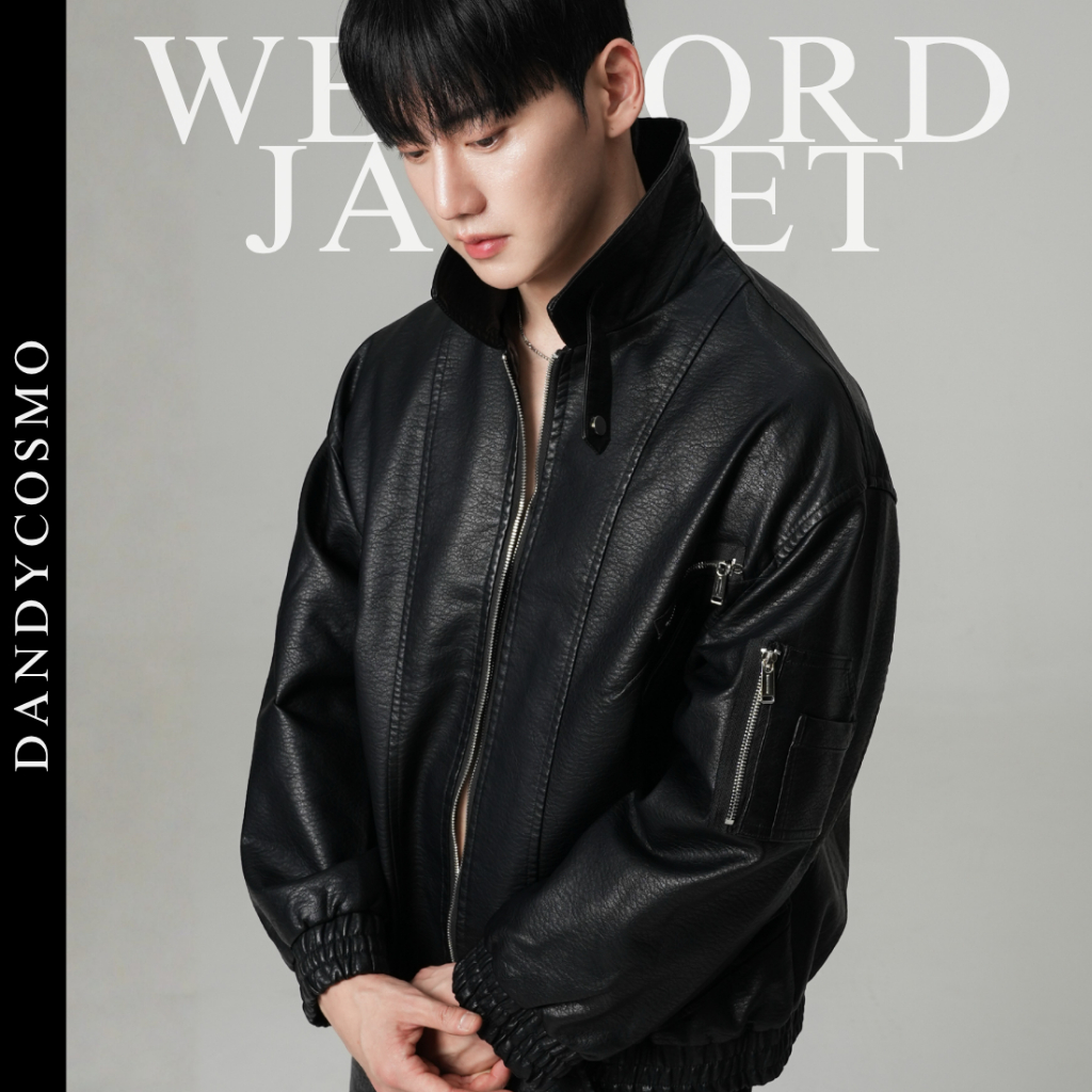 DANDY COSMO | แจ็คเก็ตหนัง รุ่น WEXFORD ทรง Loose Fit ดีไซน์ไม่เหมือนใคร แต่งซิปเงิน ซับในอย่างดี ตั