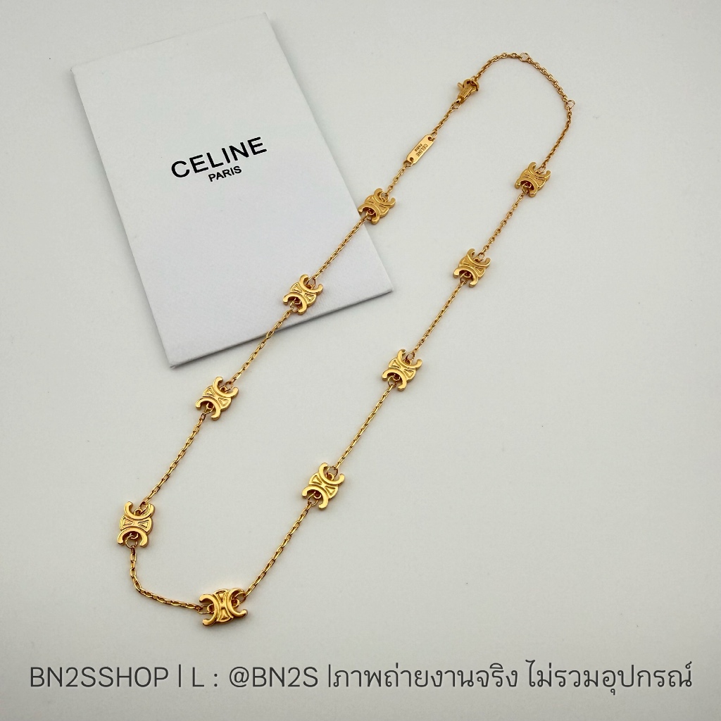 [ออริ]สร้อยคอสายโซ่สลับจี้เซรีน ลายทรีออม CL Mini Tri Necklace อะไหล่สีทอง งานเลเซอร์แบรนด์ สวยมาก พร้อมส่ง