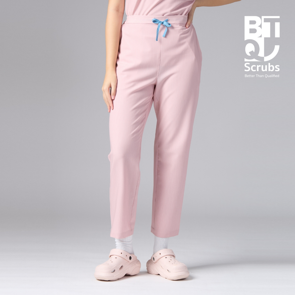 BTQ Medical Scrub Pants - รุ่น Free & loose Pants สี Sakura | กางเกงสครับหมอ พยาบาล ทรงตรง เอวยางยืดด้านหลัง
