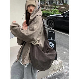 MIA จัดส่งจากประเทศไทย กระเป๋าสะพายไหล่วินเทจฤดูใบไม้ร่วงและฤดูหนาว Unisex กระเป๋าสะพายข้างความจุขนาดใหญ่ผ้าคุณภาพสูง