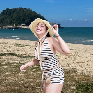 Seashell Summer🐚🪸| ชุดเช็ต(2ชิ้น)ใส่คลุมชุดว่ายน้ำไปทะเลสาวอวบ รอบอก38-46“