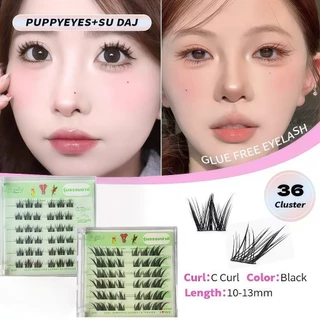 【ไม่ต้องใช้กาว ใช้ซ้ำได้】ขนตาปลอมแบบคลัสเตอร์เดี่ยว 6 แถว/36 คลัสเตอร์ แบบแยกส่วน ติดเอง ขนตาธรรมชาติ แถมแหนบฟรี