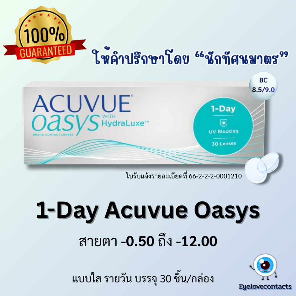 ACUVUE® OASYS 1-DAY with HydraLuxe® Technology™ (คอนแทคเลนส์รายวัน 1 กล่อง 30 ชิ้น)