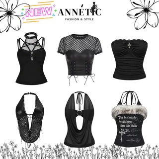 เสื้อหนังPU เกาะอก สายเดี่ยว คล้องคอ เสื้อวินเทจ คอนเสิร์ต ปาร์ตี้ คาเฟ่ ทะเล ซัมเมอร์ y2k แซ่บๆ เซ็กซี่