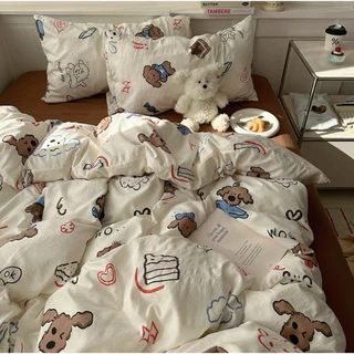sweet dream shopชุดผ้าปูที่นอนครบเซ็ต6ชิ้นโทนหมี