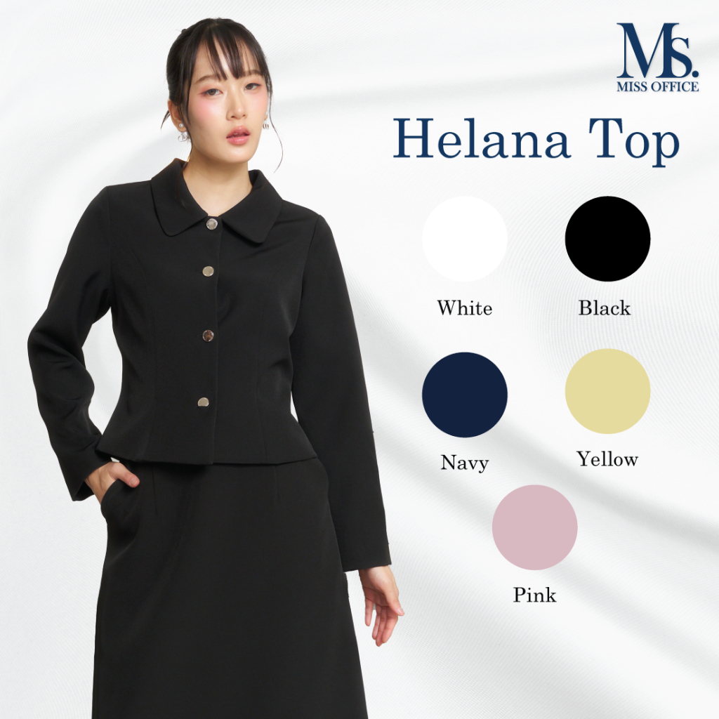 Miss office เสื้อแขนยาวตัดต่อหน้าหลัง Helana Top (MT-344)